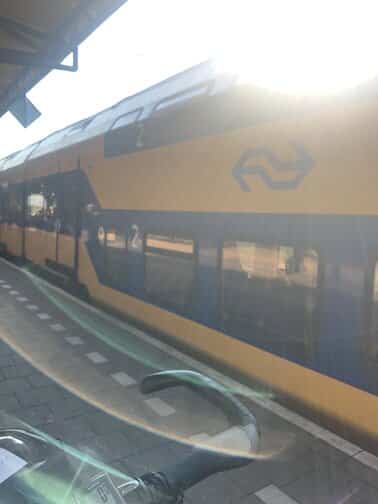 Met hond en fiets op trein op fietsvakantie